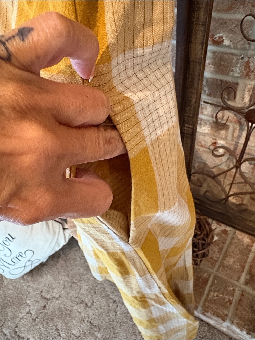 Women’s Mustard Check Wide-Leg Overalls Jumpsuit - Picture 9 of 11